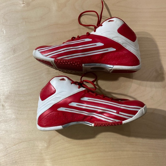 Adidas Red and White High-Top Scorch Sneakers 10 1/2 (OA) - Picture 1 of 13